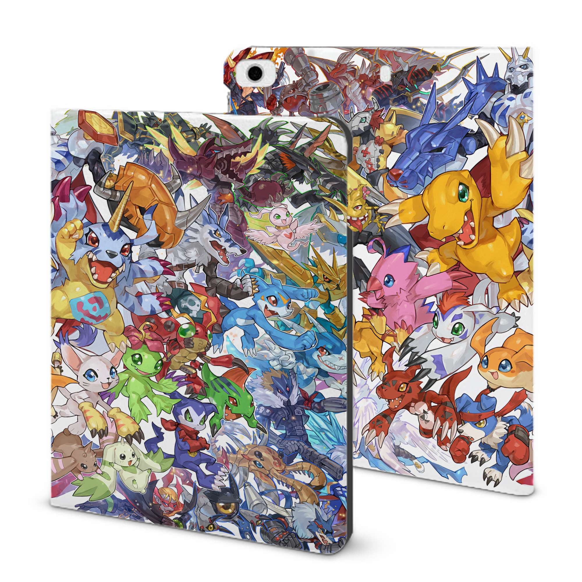 （画像用） Digimon デジタルモンスター/デジモン IPad ケース ブック型 PUレザー TPU 耐衝撃 軽量 薄型 ペン収納なし 全面保護 IPad 各モデル対応